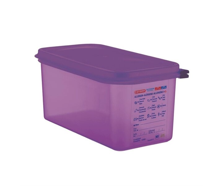 ARAVEN  Food container with lid GN 1/3  purple allergen polypropylene