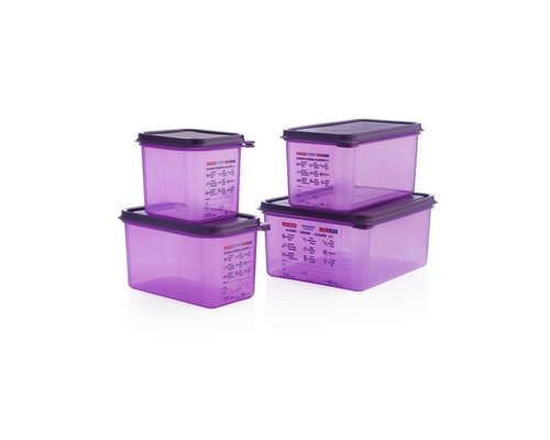 ARAVEN  Food container with lid GN 1/6  purple allergen polypropylene