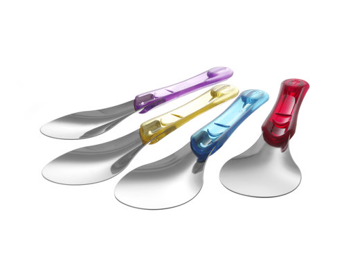 M & T  Ensemble de 4 spatules à glace avec manche en Tritan colorées