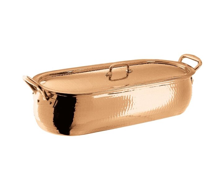 PADERNO Fish kettle 50 x 13 x h 11 cmhammered tinned copper