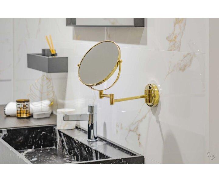 M&T Miroir mural double face  rond or 20 cm