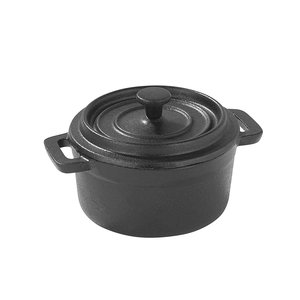 PUJADAS Mini cook pot with lid black cast iron