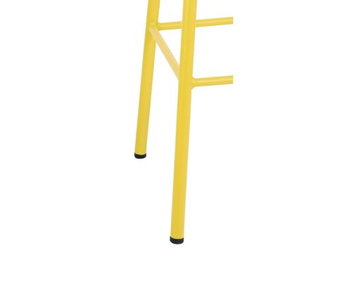 M & T  Barkruk hoog model  geel gelakt metaal met houten zit
