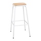 M & T  High stool with wooden seat pad white metal