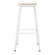 M & T  Tabourets hauts métal blanche  avec assise en bois