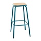 M & T  High stool with wooden seat pad ocean blue metal