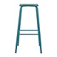 M & T  High stool with wooden seat pad ocean blue metal