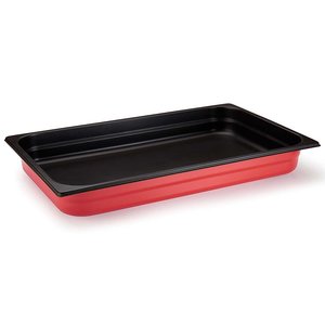 M & T  Gastronorm bak 1/1 rvs diepte 65 mm  met anti-kleeflaag  zwart/rood