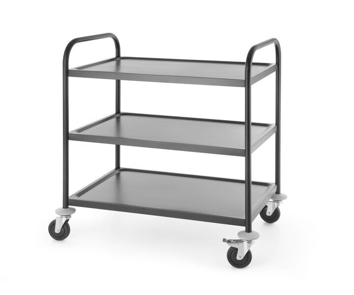 M&T Chariot de service avec 3 niveaux en acier inoxydable finition noire mat