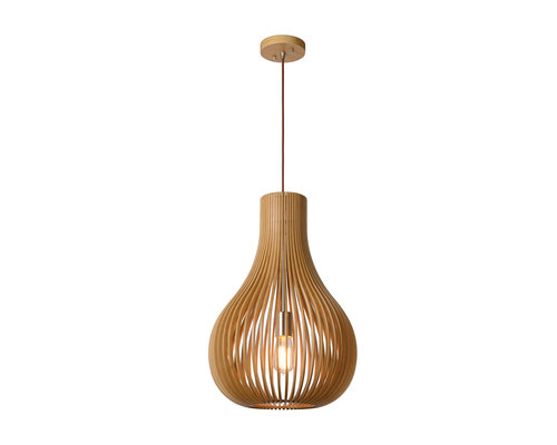 M & T  Hanglamp - Ø 38 cm - inclusief LED bulb 1x E27 - Licht hout