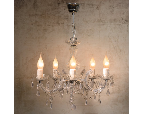 M & T  Chandelier clear aryclic - Ø 46 cm -  exclusive 5 x E14  bulbs