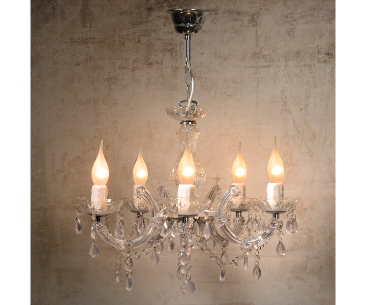 M&T Chandelier clear aryclic - Ø 46 cm -  exclusive 5 x E14  bulbs