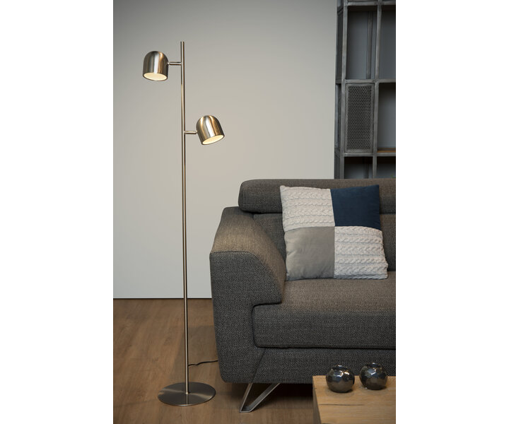 M&T Vloerlamp chrome mat- LED dimbaar - inclusief 2 bulbs 5W 2700K