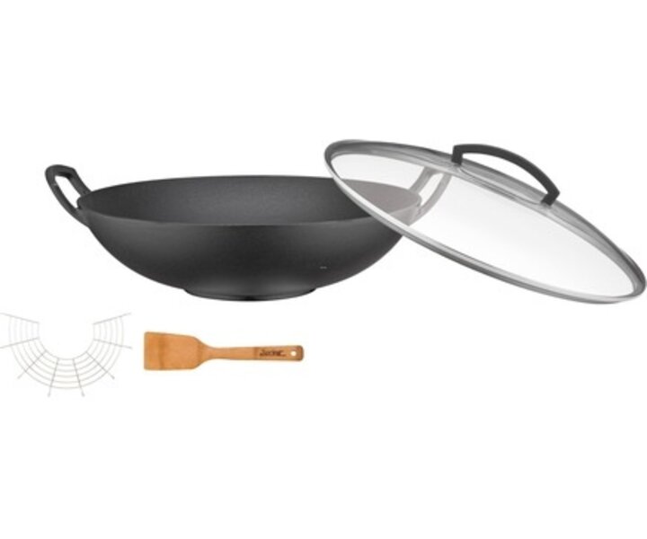 SPRING  Wok 35 cm avec couvercle en verre ensemble de 4 pièces