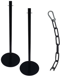 M & T  Set van 2 afzetpalen met één metalen ketting 1,5 m zwart
