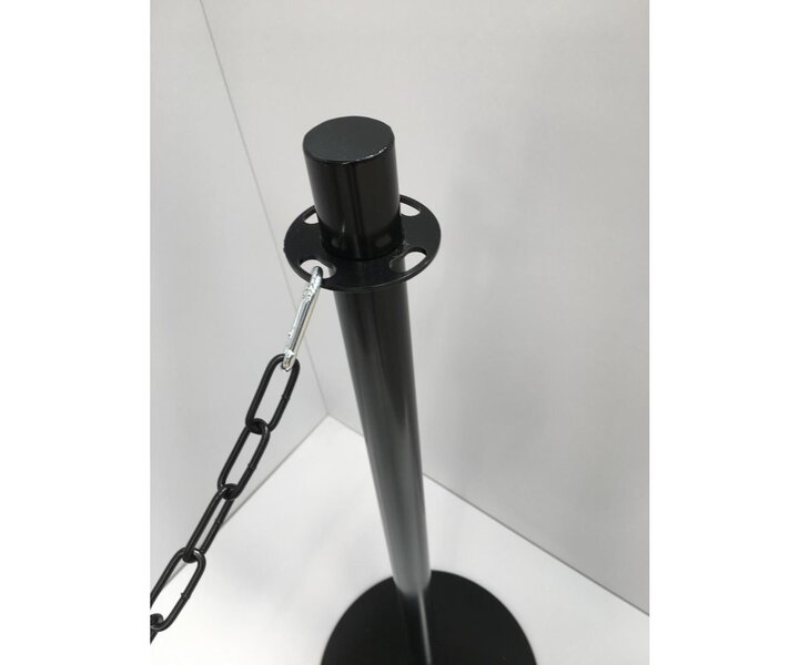 M&T Ensemble de 2  poteaux d'accueils tête plate livré  avec  une chaine de 1,5 m noir