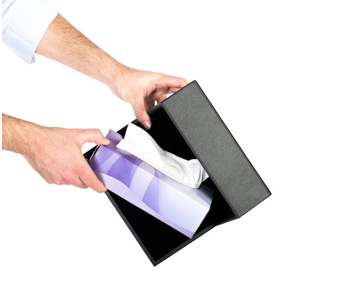 M&T Tissue box  houder zwart PU  luxe leder