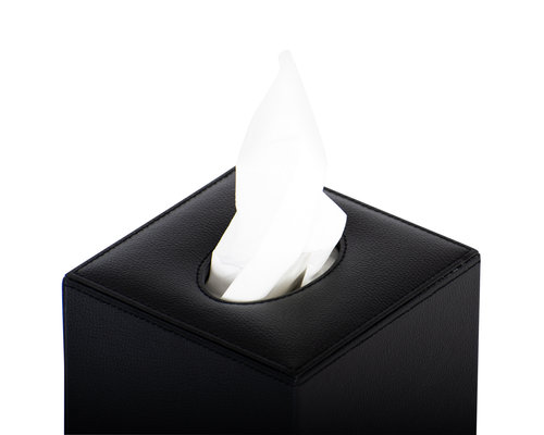 M&T Tissue box  houder zwart PU  luxe leder