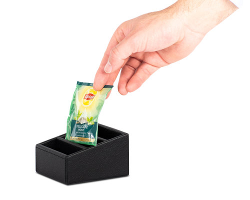 M&T Tea & sugar sachet holder black luxerious black PU leather