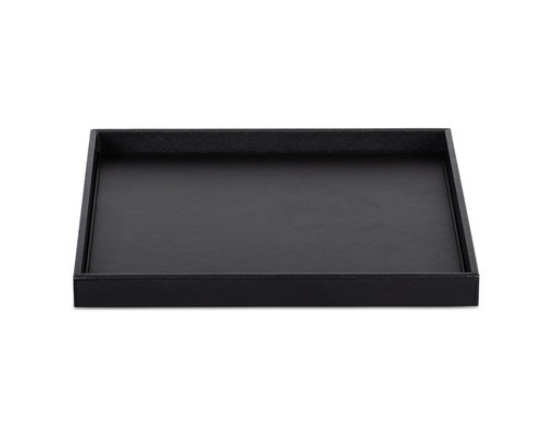 M & T  Plateau rectangulaire 42 x 21 x 3 cm en simili cuir noir de luxe