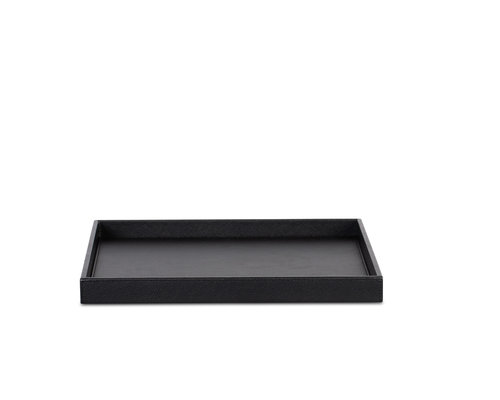 M & T  Plateau rectangulaire 42 x 21 x 3 cm en simili cuir noir de luxe