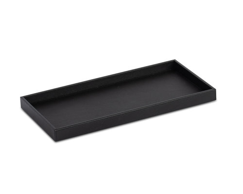 M & T  Plateau rectangulaire 42 x 21 x 3 cm en simili cuir noir de luxe