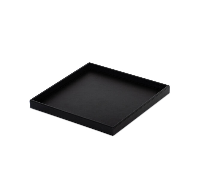 M&T Plateau carré  35 x 35 x 3 cm en simili cuir noir de luxe