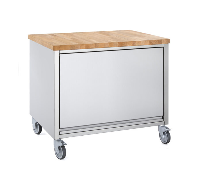 M&T Mobile bread making work station with wooden top 80 x 60 x h 90 cm