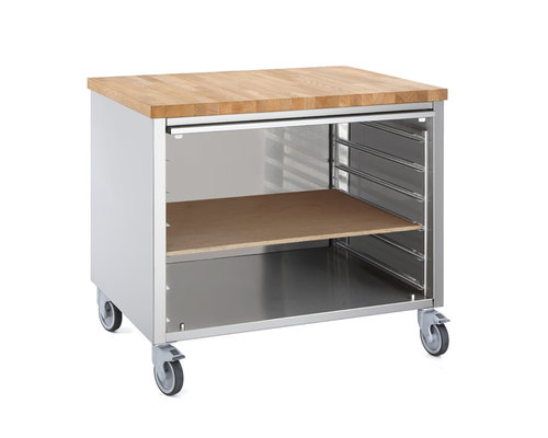 M & T  Mobile bread making work station with wooden top 80 x 60 x h 90 cm