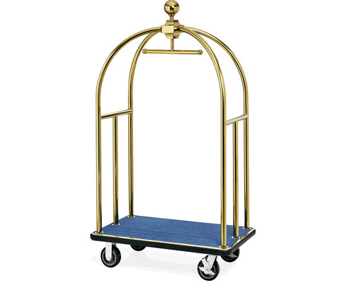 M & T  Bird cage luggage trolley gold color with blue carpet