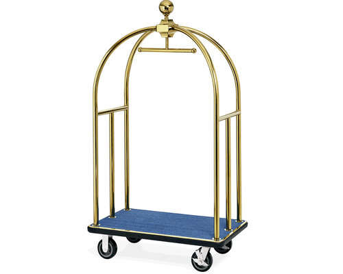 M&T Chariot à bagages " Bird cage "  couleur doré tapis bleu