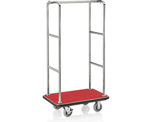 M & T  Luggage trolley stainless steel with red carpet