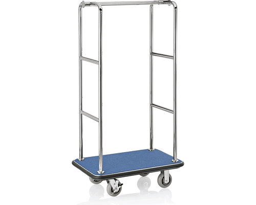 M & T  Luggage trolley stainless steel with blue carpet