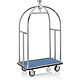 M & T  Bagage wagen " Bird cage " roestvrijstaal met blauw tapijt