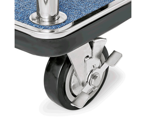 M&T Bagage wagen " Bird cage " roestvrijstaal met blauw tapijt