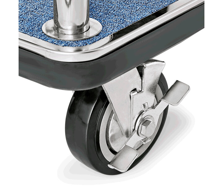 M&T Bird cage luggage trolley stainless steel with blue carpet