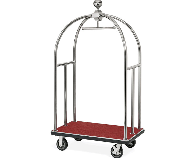 M&T Bird cage luggage trolley stainless steel with red carpet