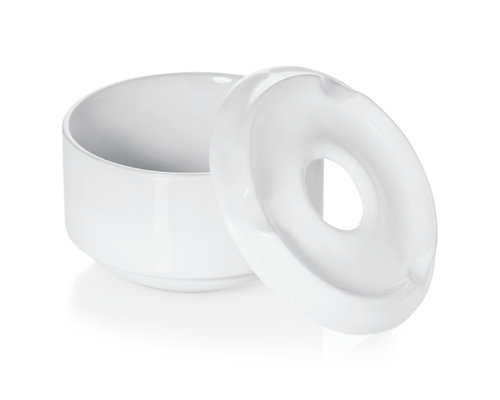 M & T  Cendrier coupe-vent porcelaine blanche 10 cm