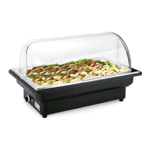 M & T  Chafing dish GN1/1  electrisch verwarmd met polycarbonaat rolltop deksel