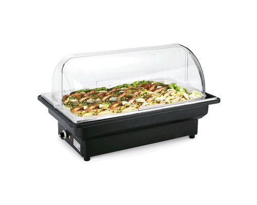 M & T  Chafing dish GN1/1  electrisch verwarmd met polycarbonaat rolltop deksel