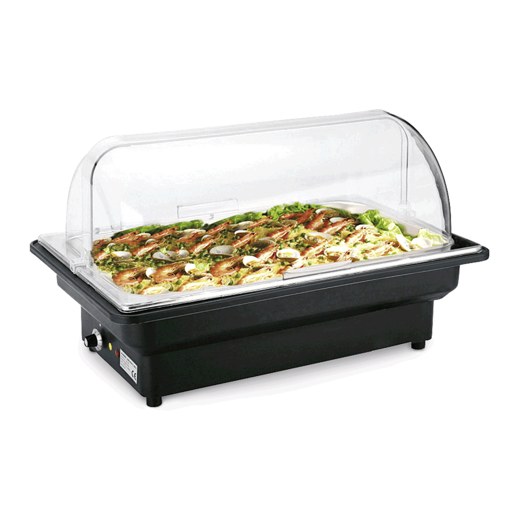 Chafing dish GN électrique avec couvercle roll top en plexi M&T