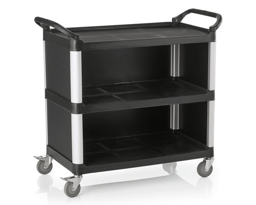 M&T Serveerwagen met 3 legborden gesloten uitvoering met zij- en achterwand