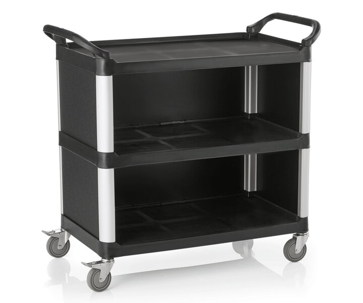M&T Serving trolley 3 levels closed version with side and rear wall