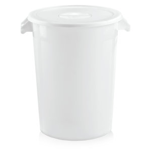 M & T  Storage bin with lid ,  white PP , Content 100 liter