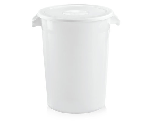 M & T  Storage bin with lid ,  white PP , Content 100 liter