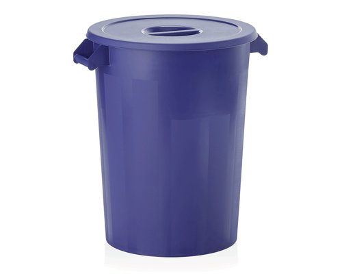 M & T  Opslagcontainer met deksel voor ingrediënten, PP blauw, inhoud : 100 liter