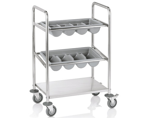 M & T  Flatware trolley stainless steel incl. 2 plastic flatware trays