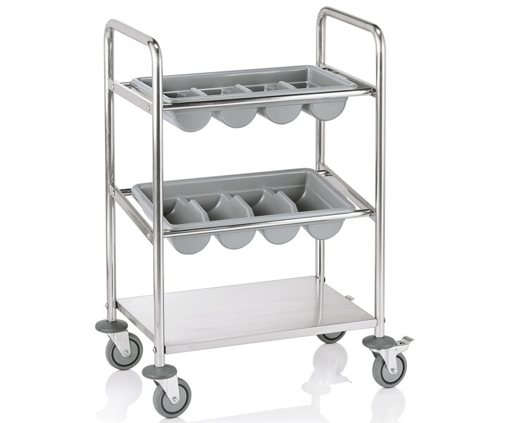M&T Flatware trolley stainless steel incl. 2 plastic flatware trays