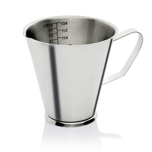 M & T  Measuring jug 1 liter stainless steel , graduated per 100 ml.