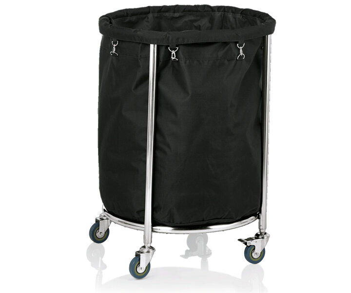 M&T Linnen wagen - Wasgoedwagen Ø 60 cm  frame roestvrijstaal staal 18/10 met polyester zak